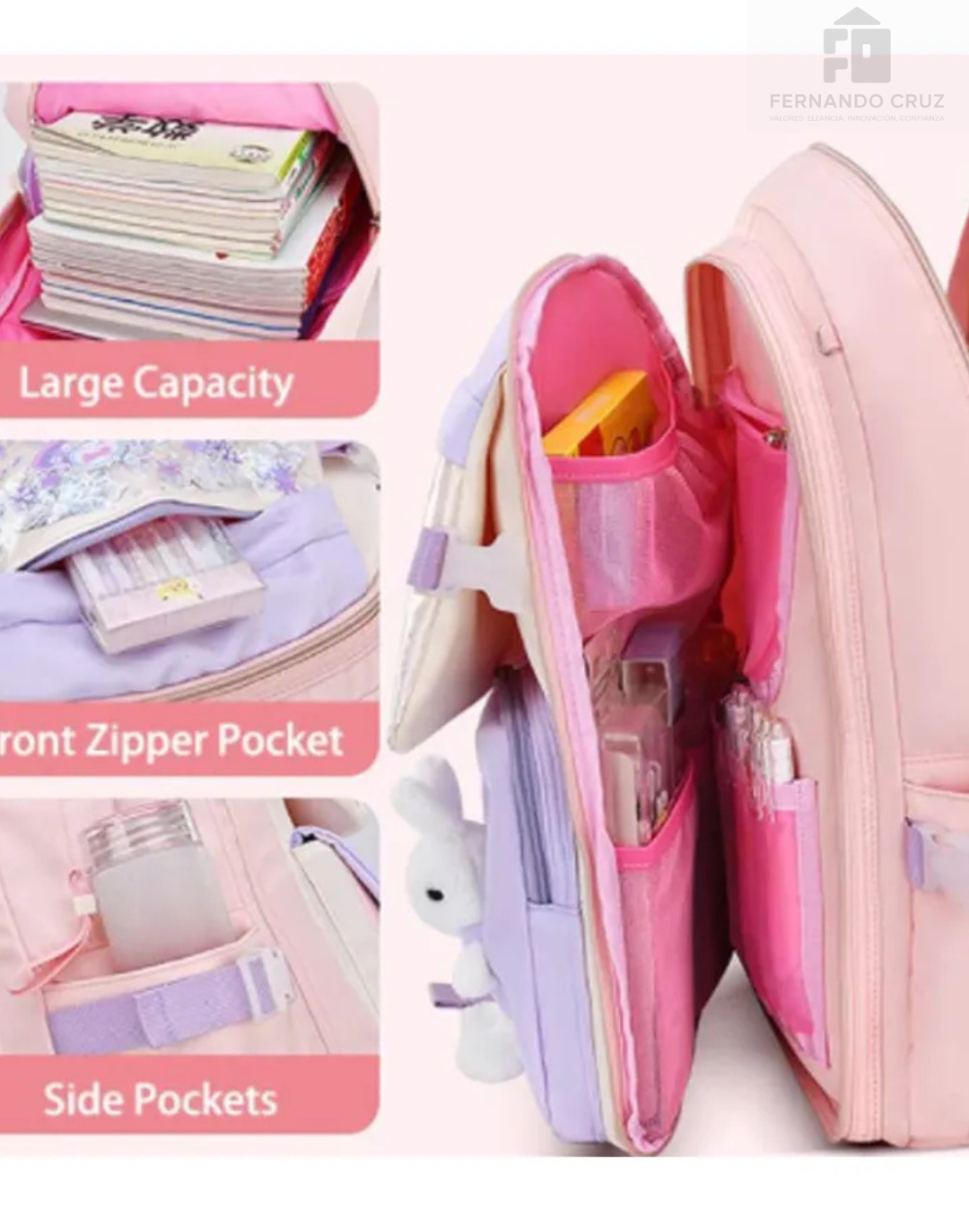 MOCHILA CONEJO CON COMPARTIMIENTOS